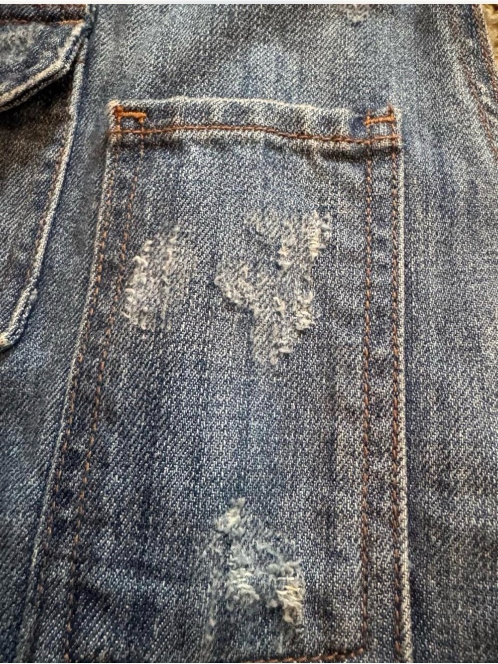 Hidden Jeans Girls Blue Distressed Denim Bib Overall Jumpsuit Button Pockets Sm - Picture 4 of 15